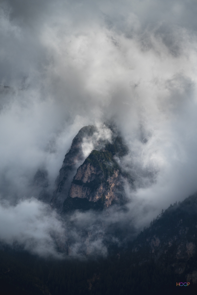 Mountain in the clouds.