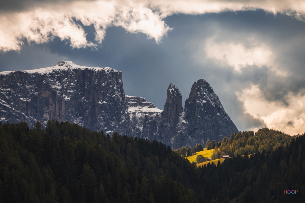 Schlern peak seen from Alpe di Siusi, Dolomites.